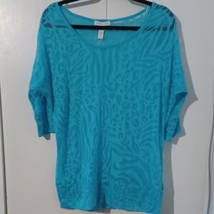 Ambiance Turquoise Animal Print Blouse